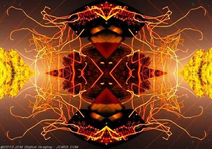 Long exposure chimney sparks quadroscopic artwork